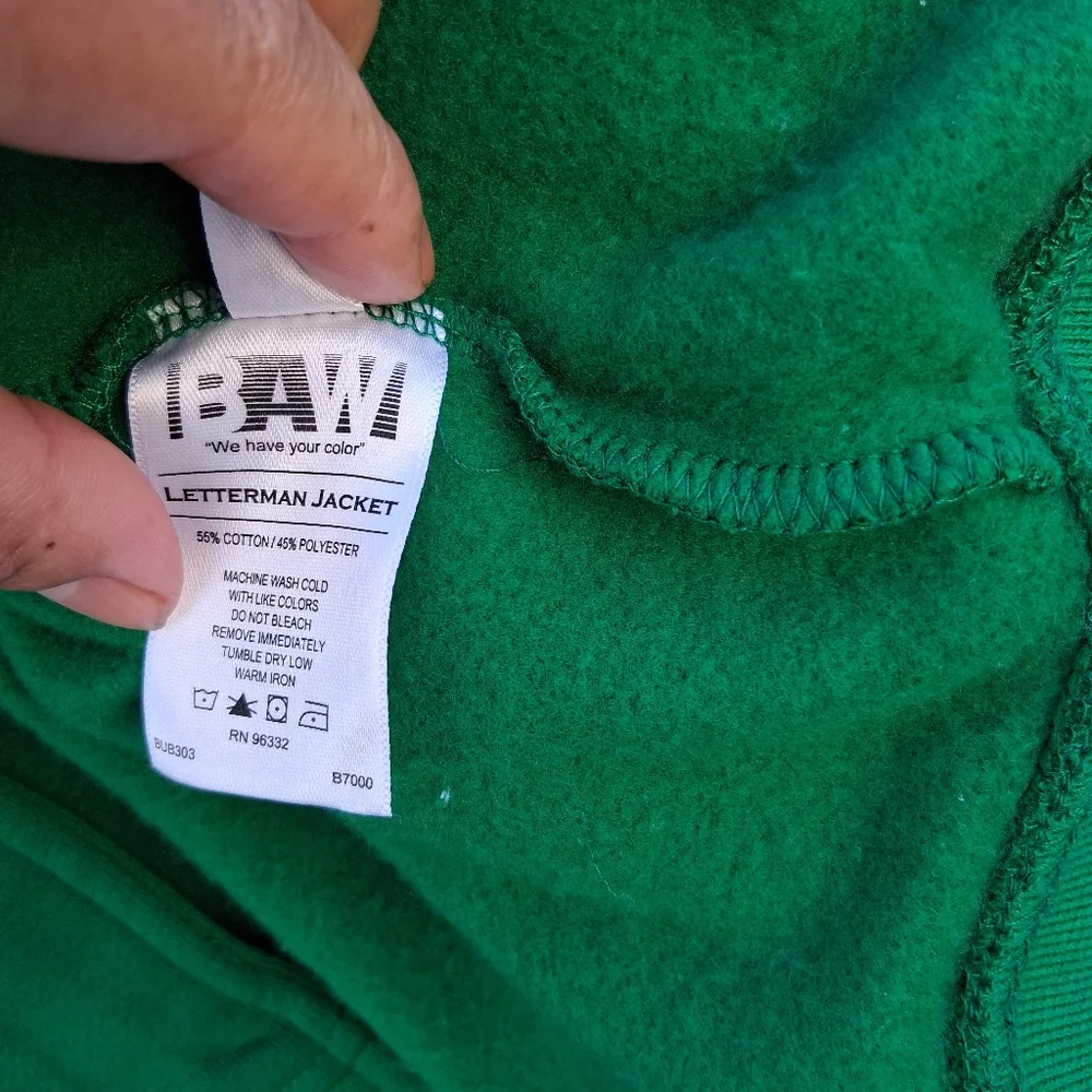Men's Green and White Varsity Jacket